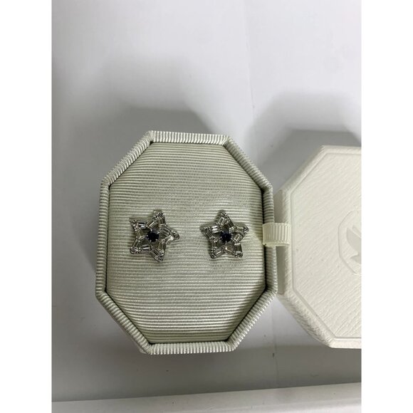 New Swarovski Stella Blue Star Studded Earrings - Picture 3 of 12